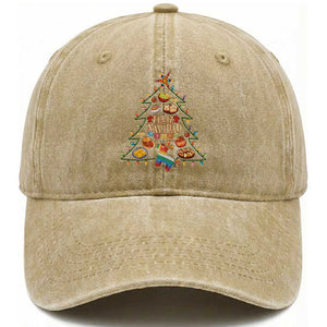 Feliz Navidad Washed Cotton Baseball Cap Mexican Christmas Tree Fiesta TS14 Washed Cap Universal Fit Khaki Print Your Wear