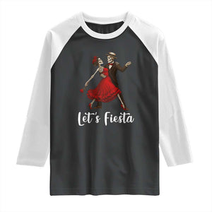 Skeleton Mexican Christmas Raglan Shirt Let us Fiesta TS14 Black White Print Your Wear
