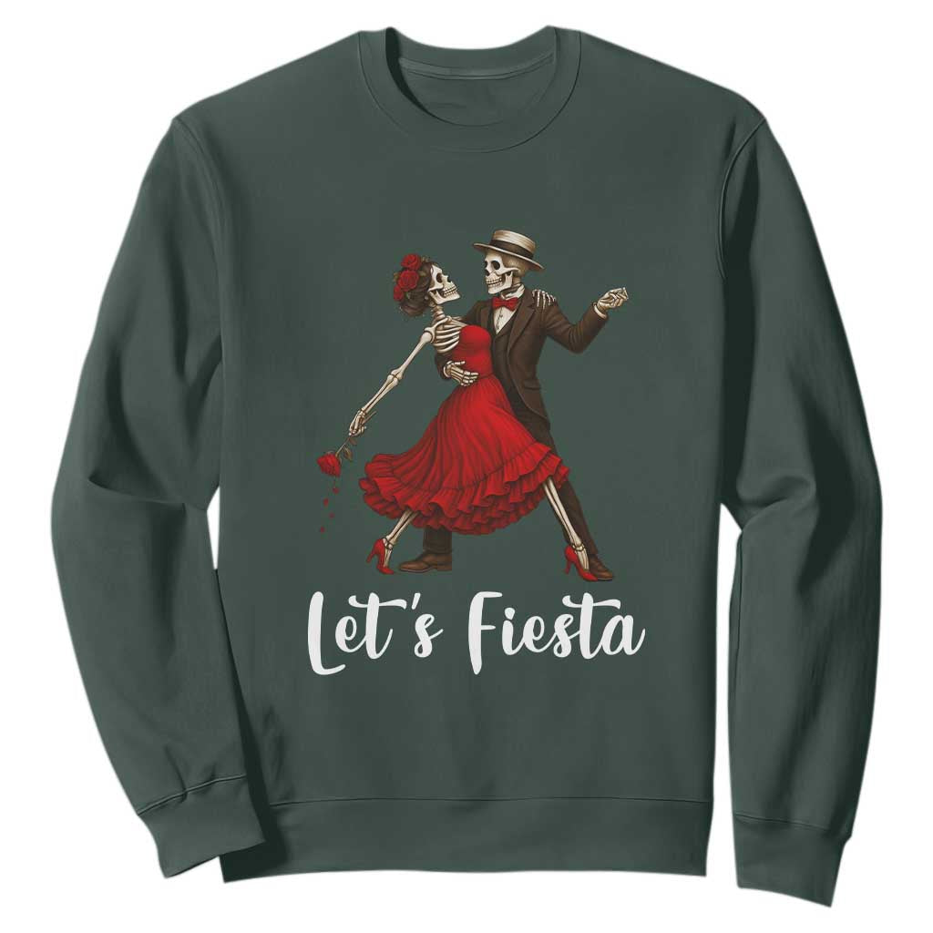 Skeleton Mexican Christmas Sweatshirt Let us Fiesta TS14 Dark Forest Green Print Your Wear