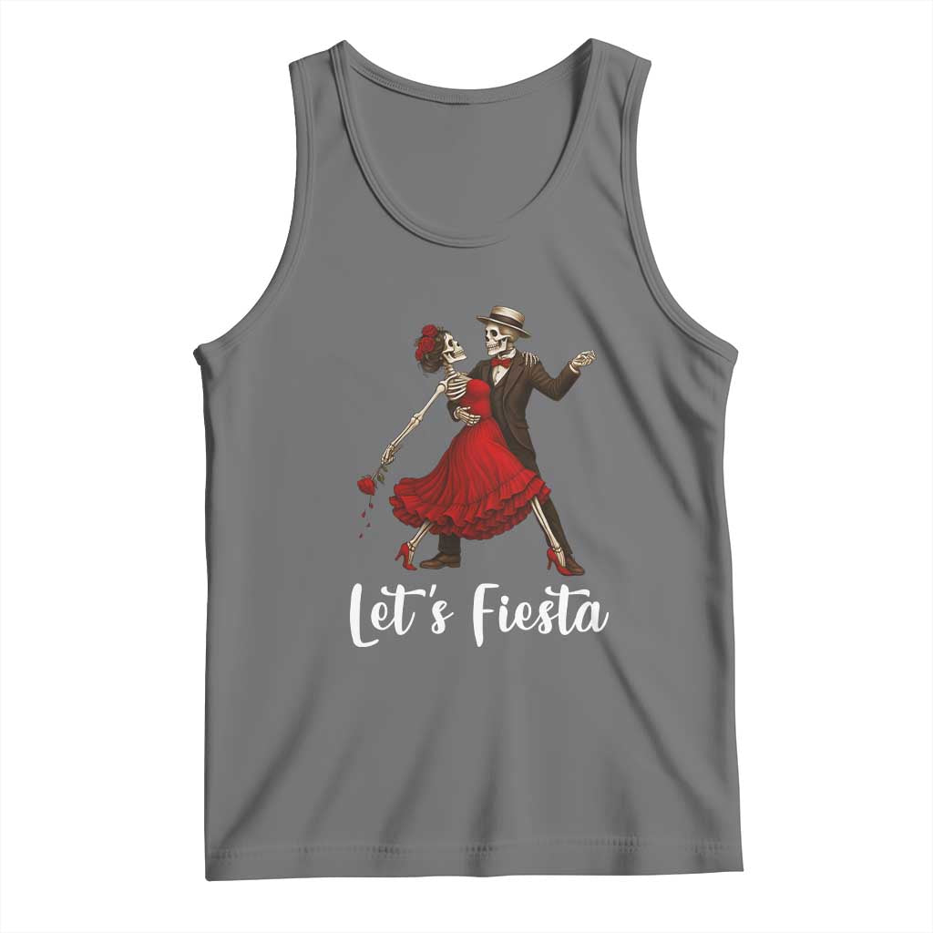 Skeleton Mexican Christmas Tank Top Let us Fiesta TS14 Black Heather Print Your Wear