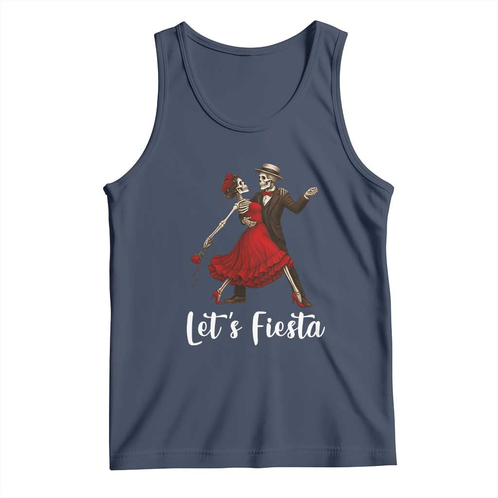 Skeleton Mexican Christmas Tank Top Let us Fiesta TS14 Navy Print Your Wear