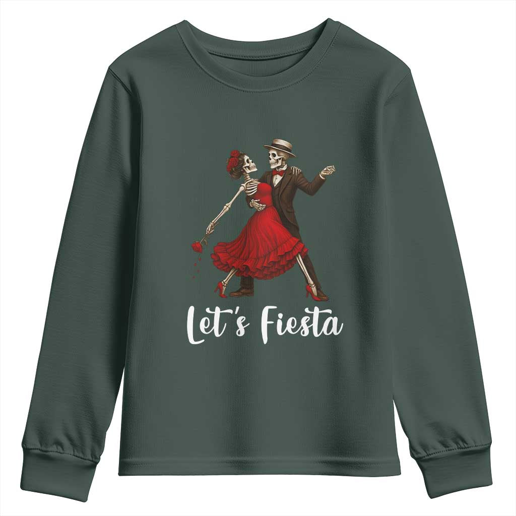 Skeleton Mexican Christmas Youth Sweatshirt Let us Fiesta TS14 Dark Forest Green Print Your Wear