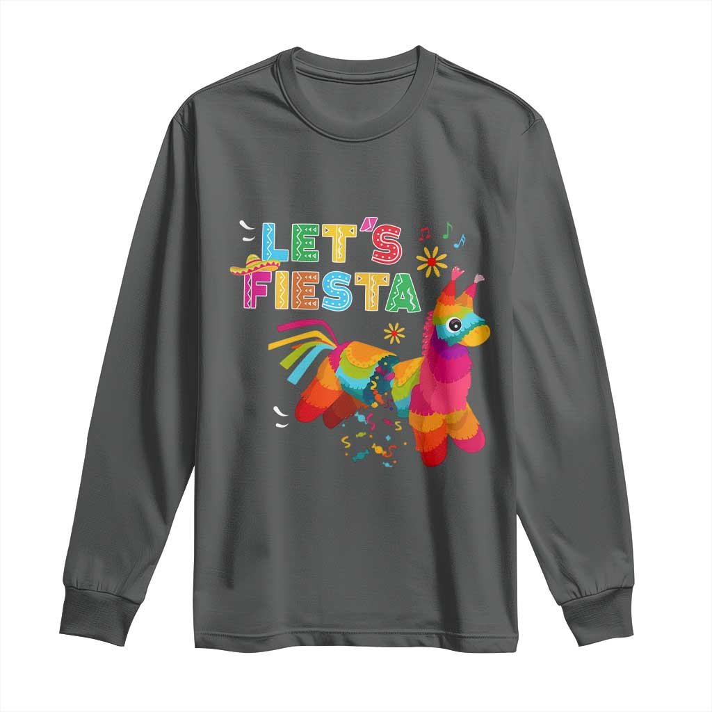 Funny Pinata Mexican Long Sleeve Shirt Let Us Fiesta TS14 Dark Heather Print Your Wear