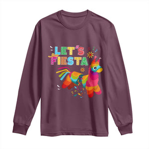 Funny Pinata Mexican Long Sleeve Shirt Let Us Fiesta TS14 Maroon Print Your Wear