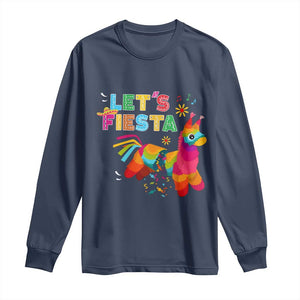 Funny Pinata Mexican Long Sleeve Shirt Let Us Fiesta TS14 Navy Print Your Wear
