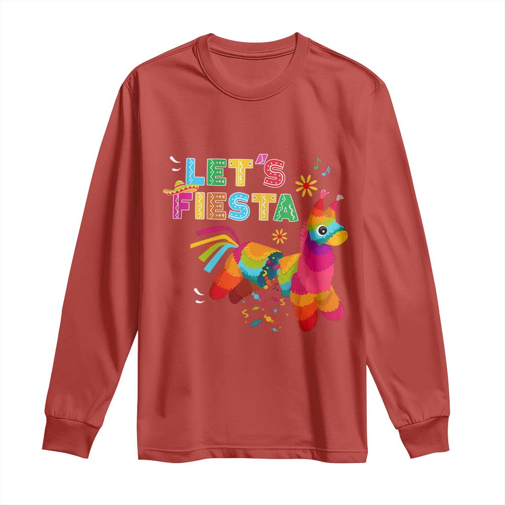 Funny Pinata Mexican Long Sleeve Shirt Let Us Fiesta TS14 Red Print Your Wear