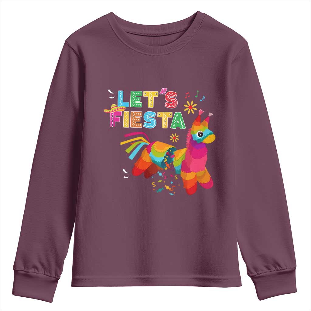 Funny Pinata Mexican Youth Sweatshirt Let Us Fiesta TS14 Maroon Print Your Wear