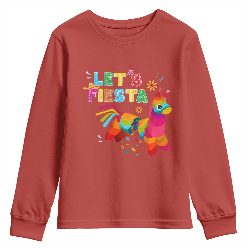 Funny Pinata Mexican Youth Sweatshirt Let Us Fiesta TS14 Red Print Your Wear