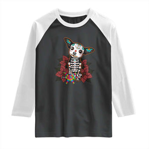 Calavera Chihuahua Raglan Shirt Pinata Dia De Los Muertos Mexican TS14 Black White Print Your Wear