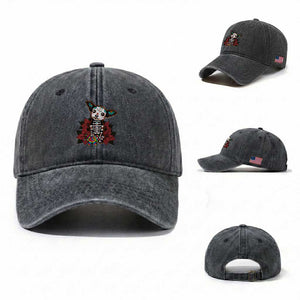 Calavera Chihuahua Washed Cotton Baseball Cap Pinata Dia De Los Muertos Mexican TS14 Washed Cap Universal Fit Dark Gray Print Your Wear