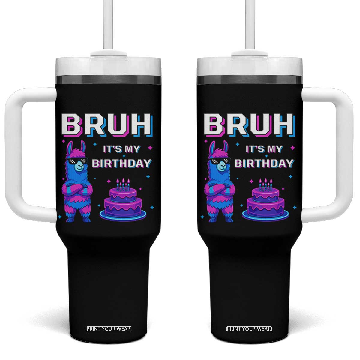 Funny Pinata Mexican Tumbler With Handle Bruh It Is My Birthday TS14 One Size: 40 oz Black Print Your Wear