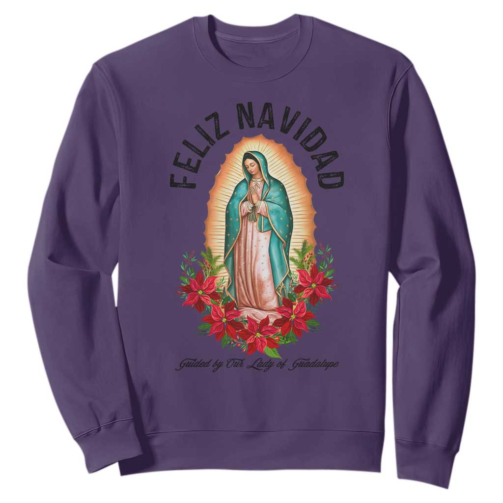 Virgin Mary Feliz Navidad Sweatshirt Our Lady Virgen De Guadalupe TS14 Purple Print Your Wear
