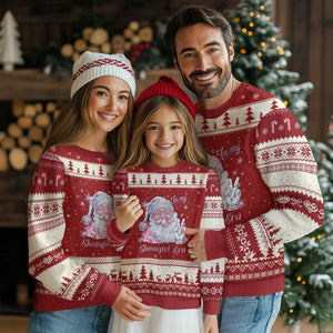 Pink Santa Xmas Ugly Christmas Sweater Bubble Gum Peace Sign TS14 Red Beige Print Your Wear