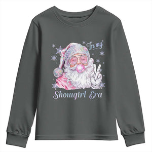 Pink Santa Christmas Youth Sweatshirt Bubble Gum Peace Sign TS14 Dark Heather Print Your Wear