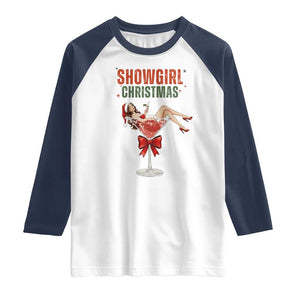 Santa Girls Christmas Raglan Shirt TS14 White Navy Print Your Wear