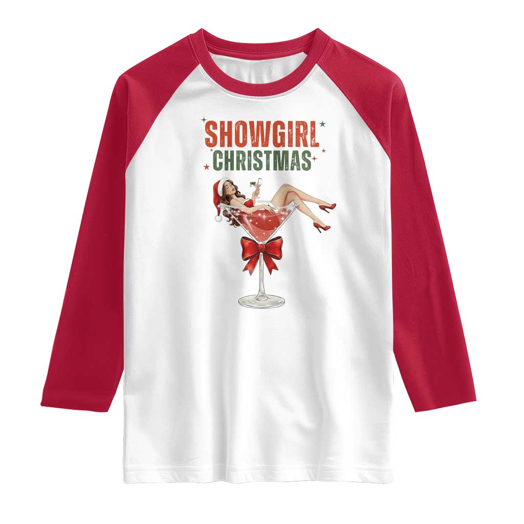 Santa Girls Christmas Raglan Shirt TS14 White Red Print Your Wear