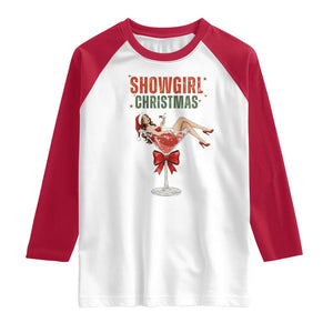 Santa Girls Christmas Raglan Shirt TS14 White Red Print Your Wear