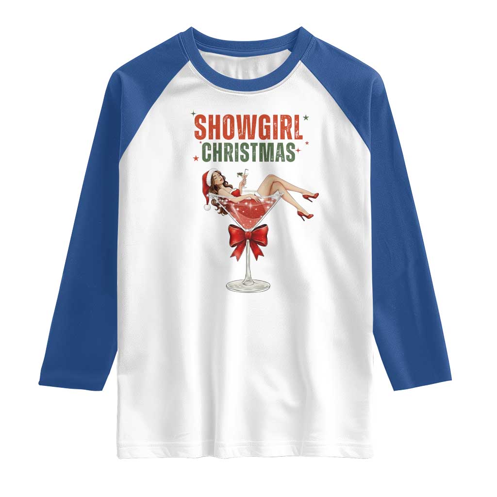 Santa Girls Christmas Raglan Shirt TS14 White Royal Print Your Wear