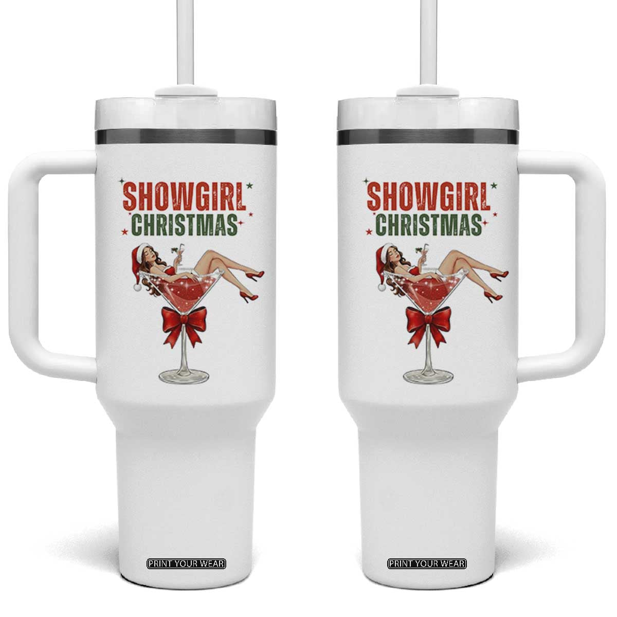 Santa Girls Christmas Tumbler With Handle TS14 One Size: 40 oz White Print Your Wear