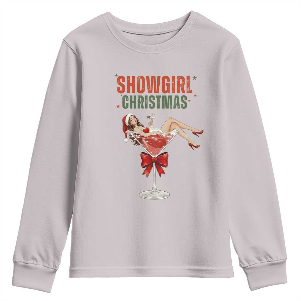Santa Girls Christmas Youth Sweatshirt TS14 Ice Gray Print Your Wear