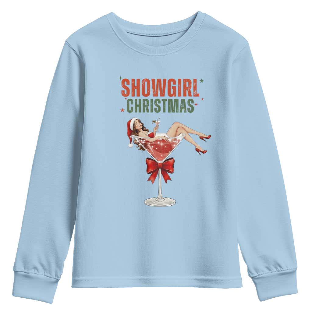 Santa Girls Christmas Youth Sweatshirt TS14 Light Blue Print Your Wear