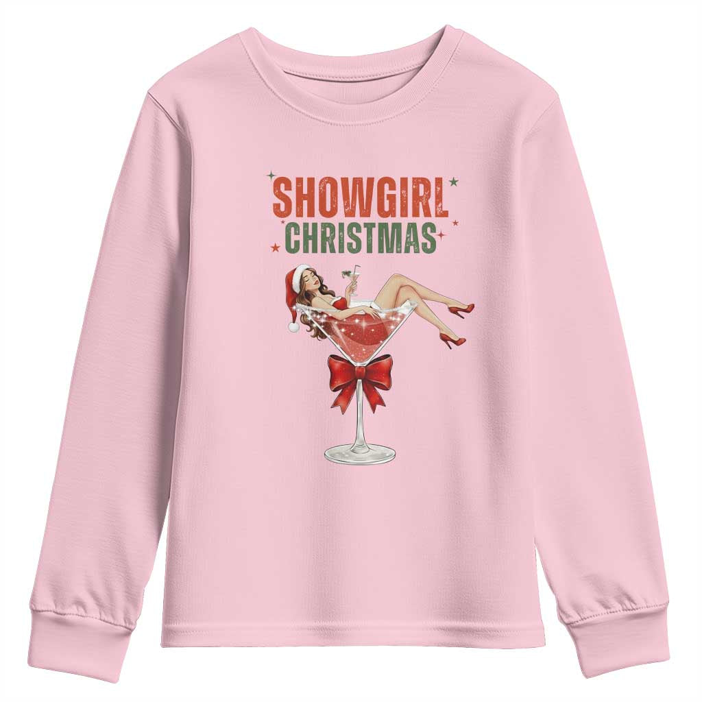 Santa Girls Christmas Youth Sweatshirt TS14 Light Pink Print Your Wear