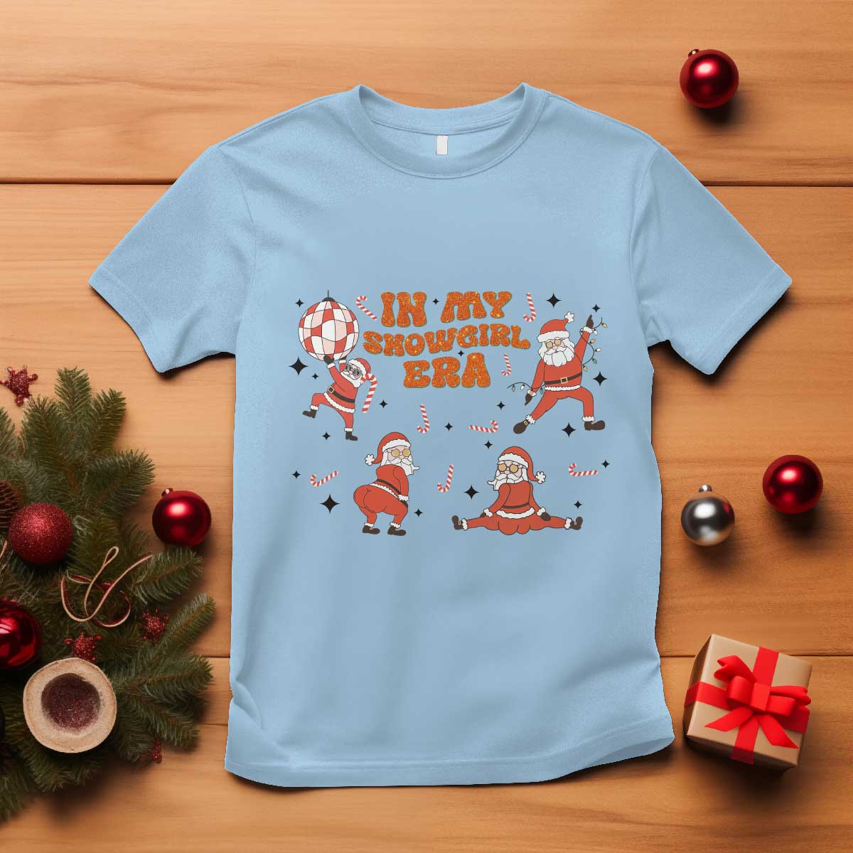 Funny Santa Girl Christmas T Shirt TS14 Light Blue Print Your Wear