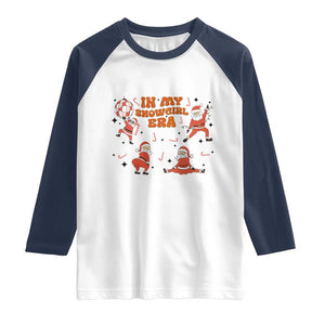Funny Santa Girl Christmas Raglan Shirt TS14 White Navy Print Your Wear