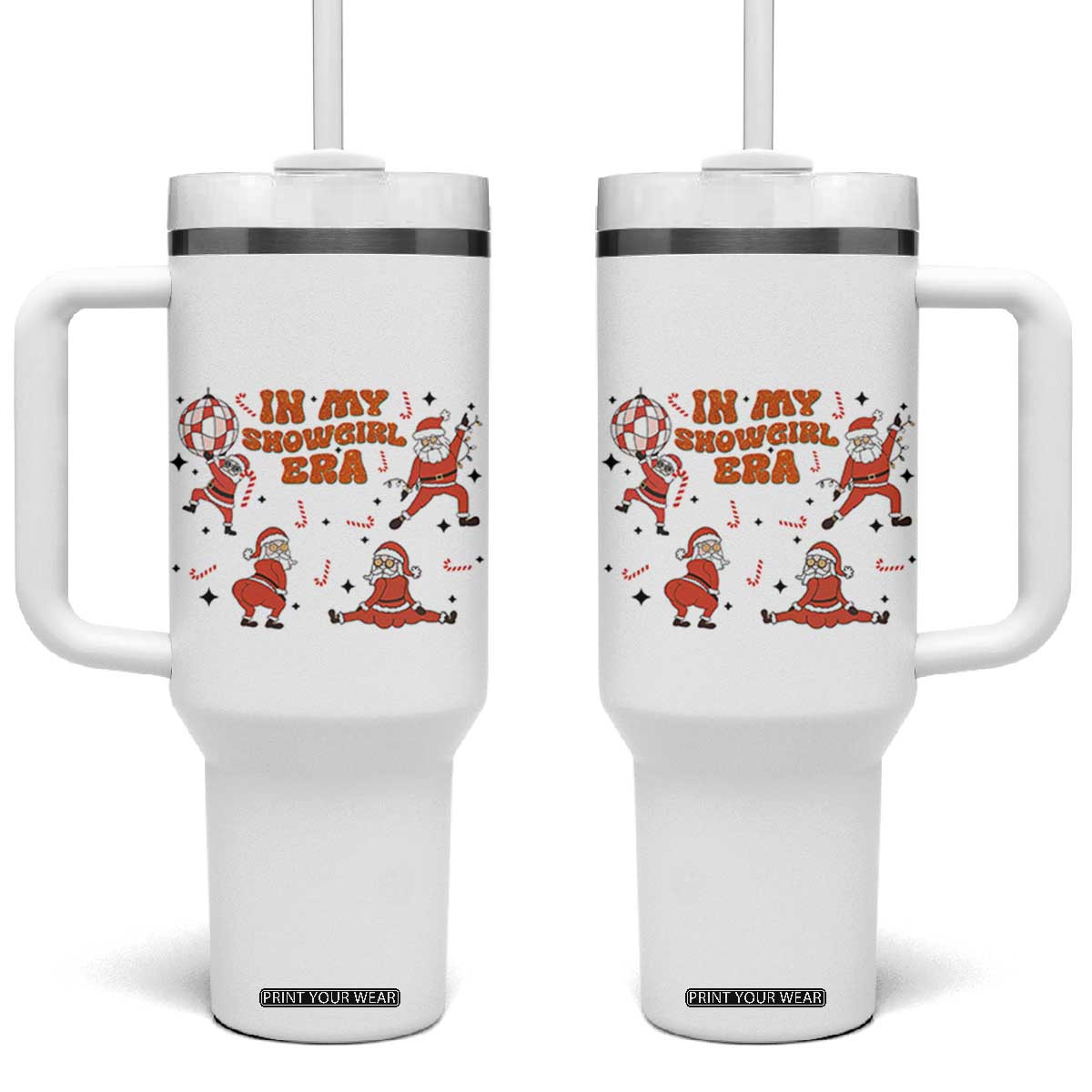 Funny Santa Girl Christmas Tumbler With Handle TS14 One Size: 40 oz White Print Your Wear