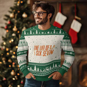 67 Six Seven Meme Ugly Christmas Sweater TS14 Beige Green Print Your Wear