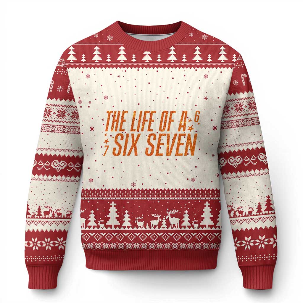 67 Six Seven Meme Ugly Christmas Sweater TS14 Beige Red Print Your Wear