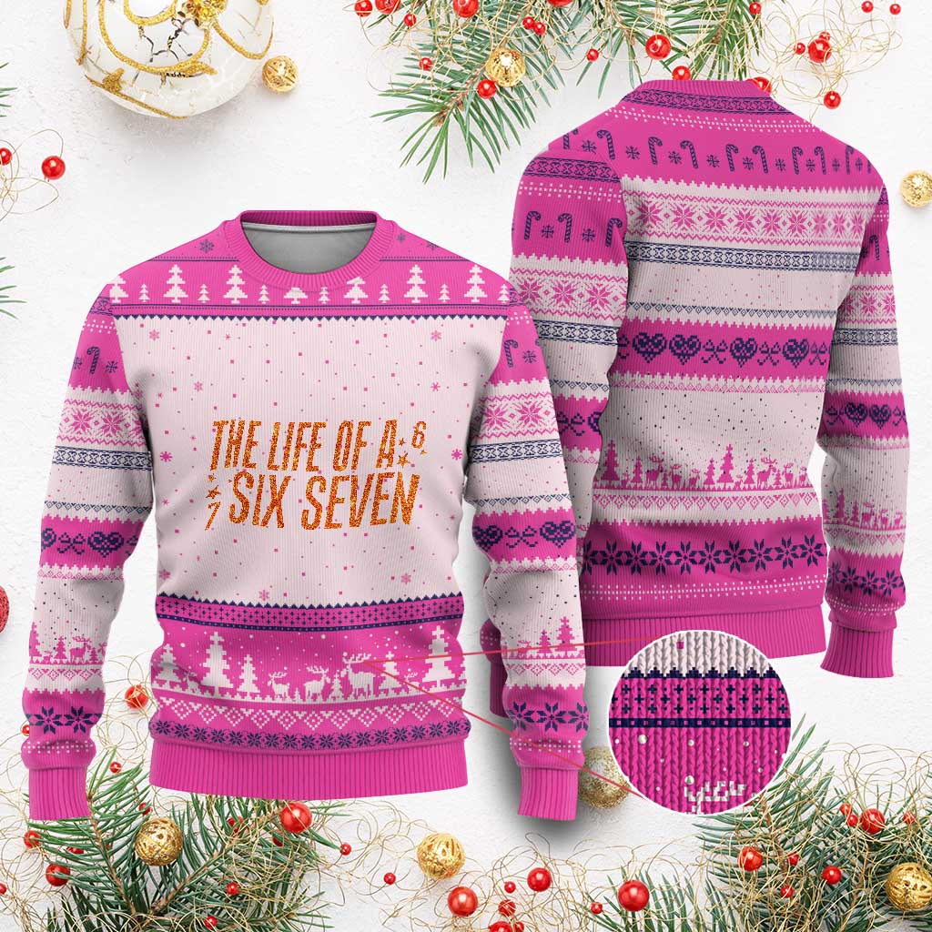 67 Six Seven Meme Ugly Christmas Sweater TS14 Hot Pink Print Your Wear