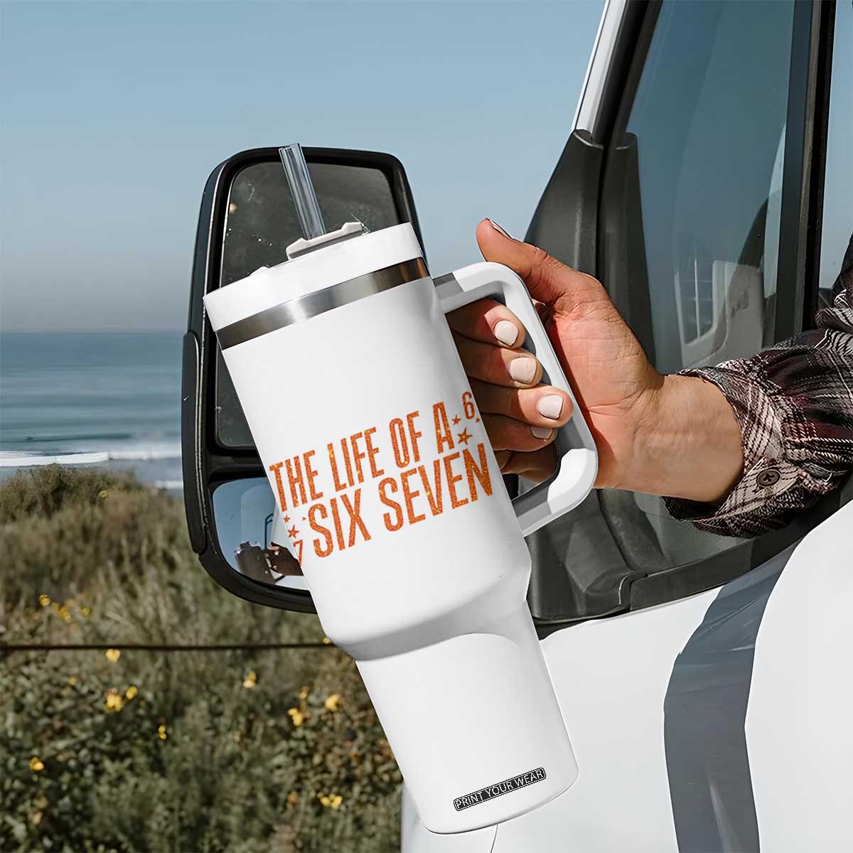 67 Six Seven Meme Tumbler With Handle TS14 Print Your Wear