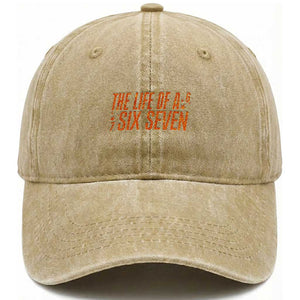 67 Six Seven Meme Washed Cotton Baseball Cap TS14 Washed Cap Universal Fit Khaki Print Your Wear