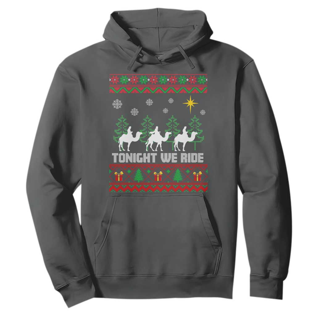 Tonight We Ride Hoodie Three Wise Men Nativity Scene Christmas TS14 Dark Heather Print Your Wear