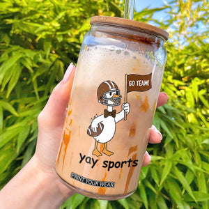 Silly Goose Football Glass Can Yays Sport TS14 White Print Your Wear