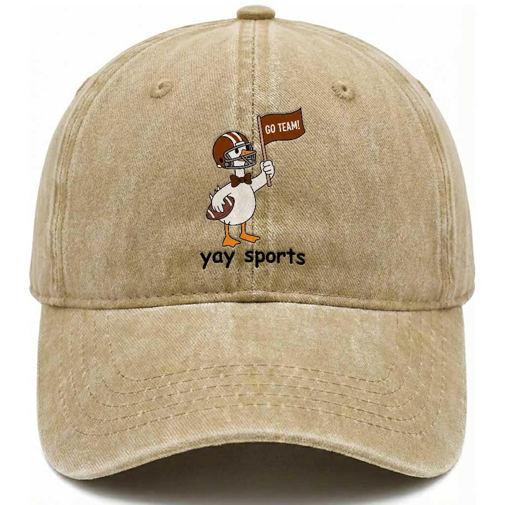 Silly Goose Football Washed Cotton Baseball Cap Yays Sport TS14 Washed Cap Universal Fit Khaki Print Your Wear
