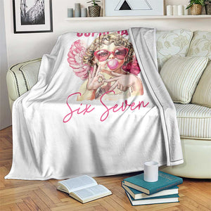 67 Valetines Throw Blanket Funny Cupid Says Six Seven TS14 Print Your Wear
