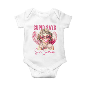 67 Valetines Baby Onesie Funny Cupid Says Six Seven TS14 White Print Your Wear
