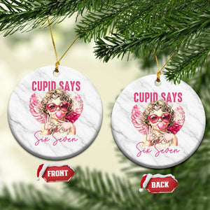 67 Valetines Ceramic Ornament Funny Cupid Says Six Seven TS14 1pc White Marble Print Your Wear