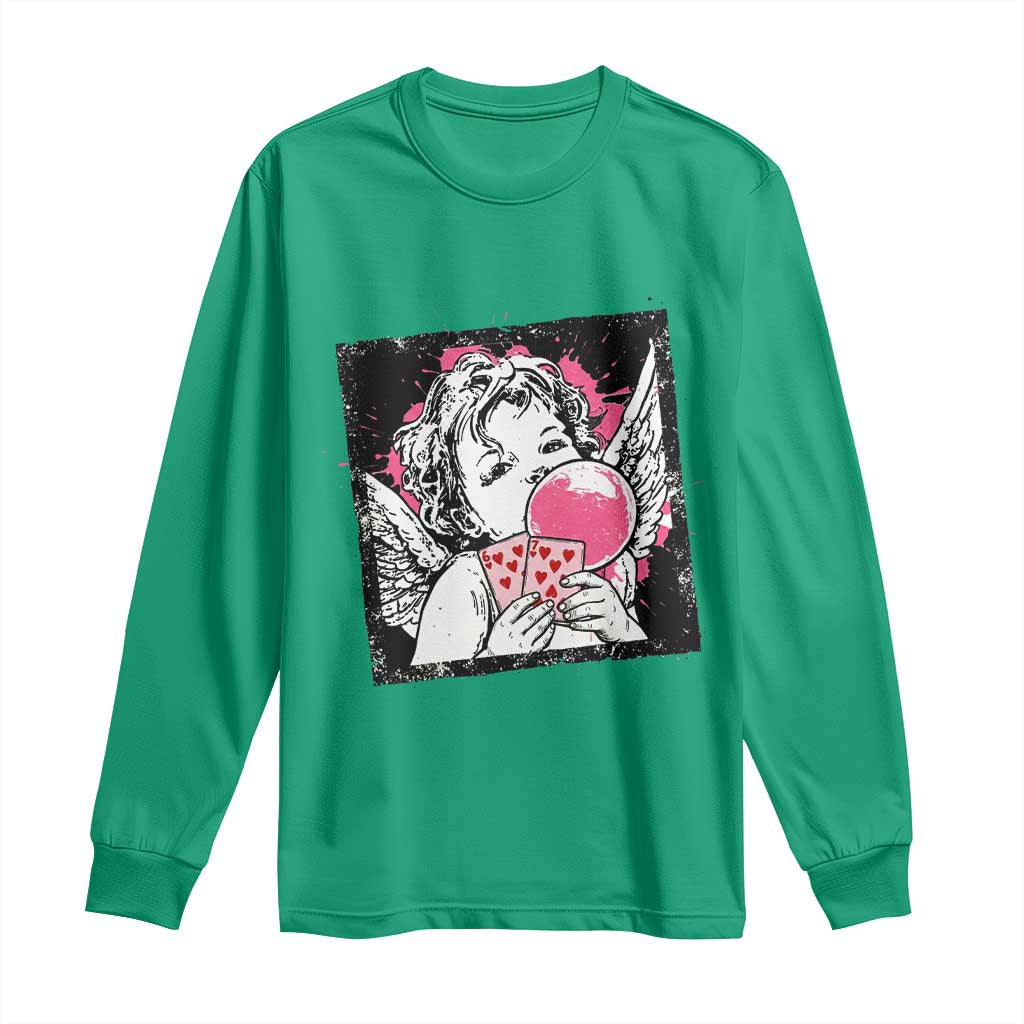 Funny 67 Valentines Long Sleeve Shirt Cupid Playing Cards Six Seven TS14 Irish Green Print Your Wear