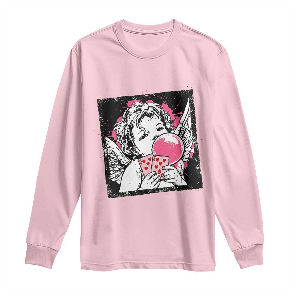 Funny 67 Valentines Long Sleeve Shirt Cupid Playing Cards Six Seven TS14 Light Pink Print Your Wear