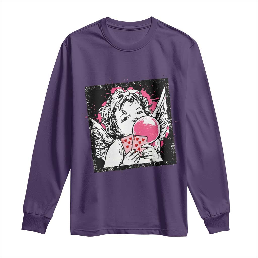 Funny 67 Valentines Long Sleeve Shirt Cupid Playing Cards Six Seven TS14 Purple Print Your Wear