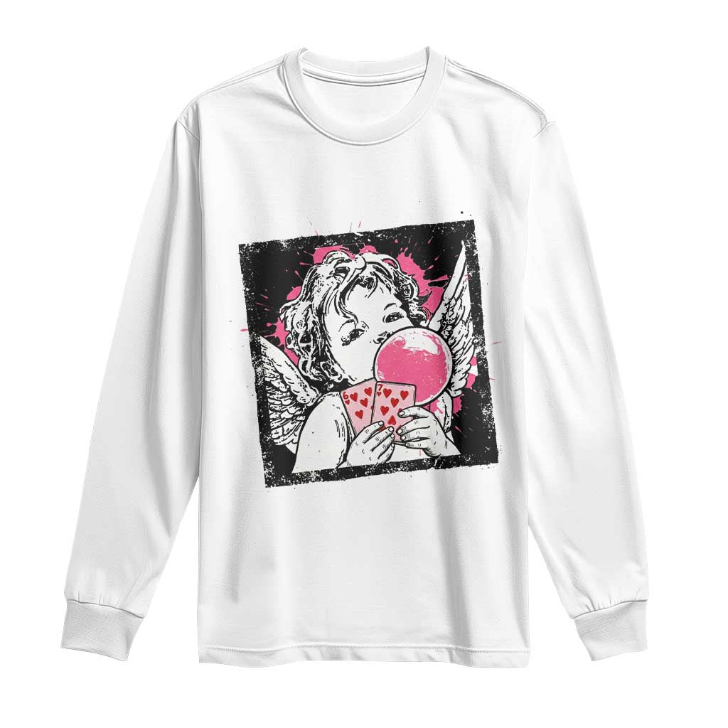 Funny 67 Valentines Long Sleeve Shirt Cupid Playing Cards Six Seven TS14 White Print Your Wear