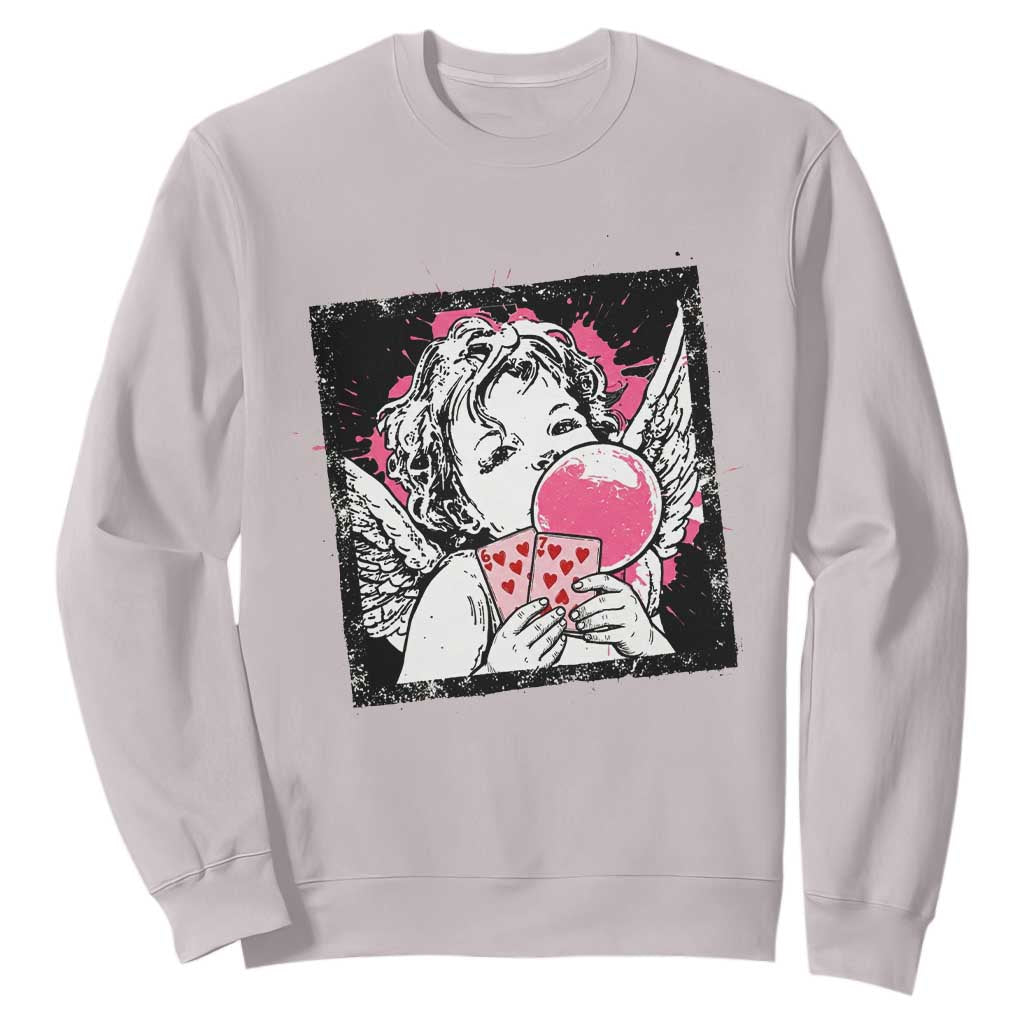 Funny 67 Valentines Sweatshirt Cupid Playing Cards Six Seven TS14 Ice Gray Print Your Wear