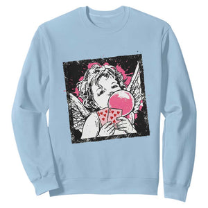 Funny 67 Valentines Sweatshirt Cupid Playing Cards Six Seven TS14 Light Blue Print Your Wear