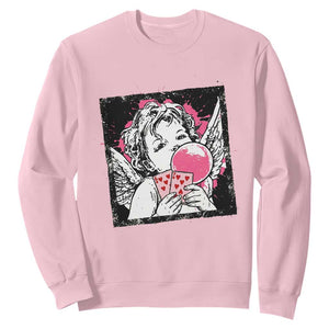Funny 67 Valentines Sweatshirt Cupid Playing Cards Six Seven TS14 Light Pink Print Your Wear