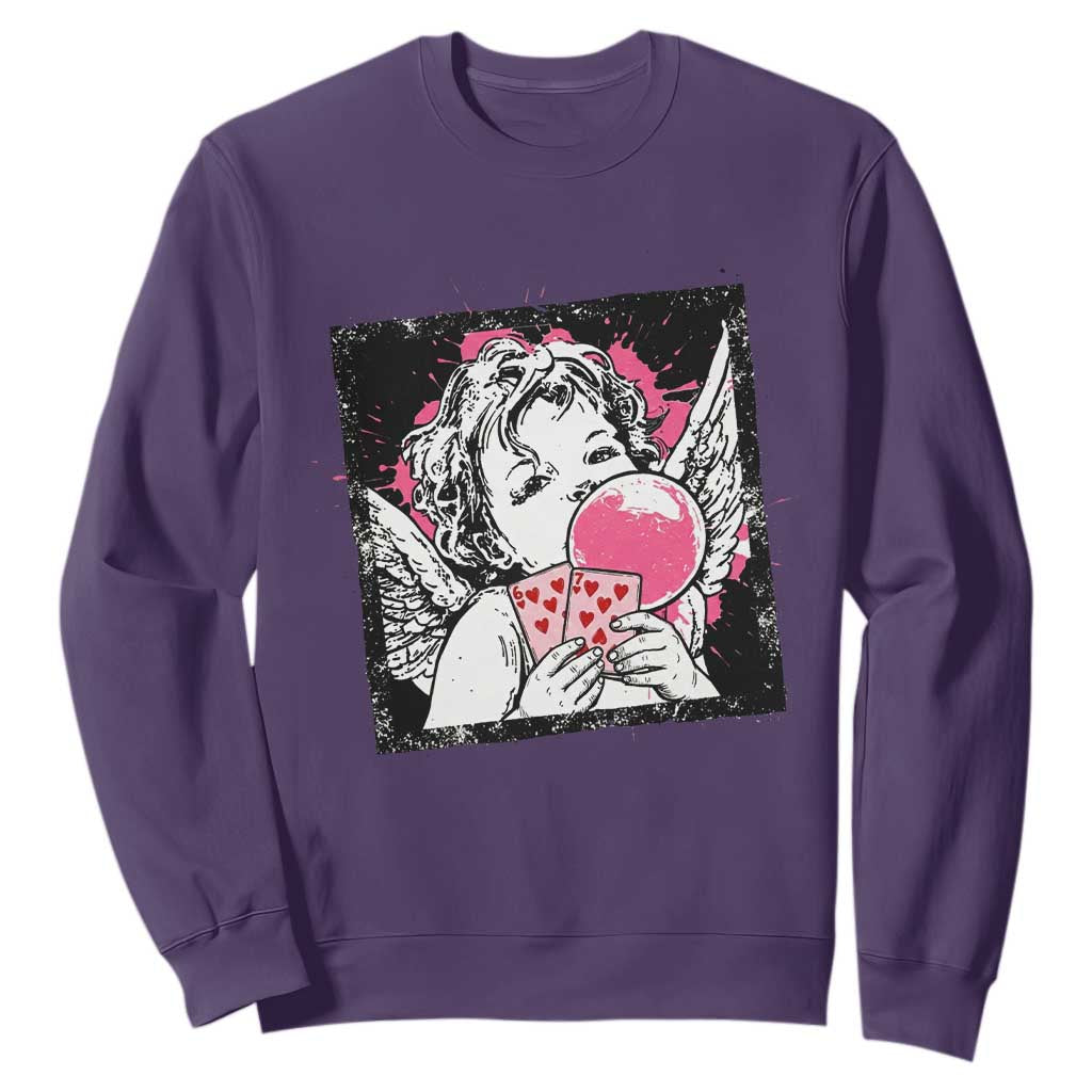 Funny 67 Valentines Sweatshirt Cupid Playing Cards Six Seven TS14 Purple Print Your Wear