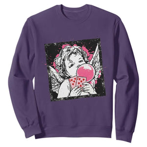 Funny 67 Valentines Sweatshirt Cupid Playing Cards Six Seven TS14 Purple Print Your Wear