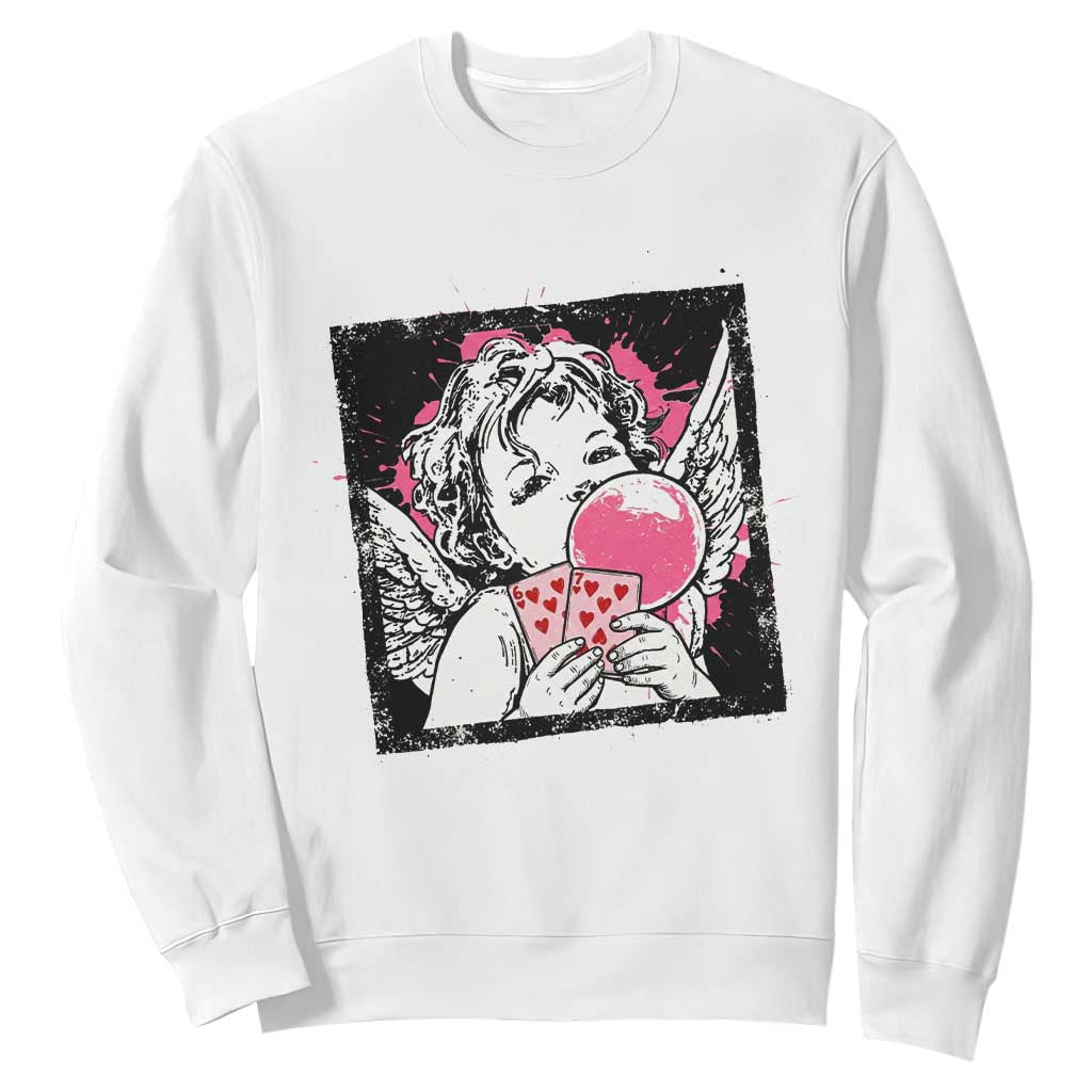 Funny 67 Valentines Sweatshirt Cupid Playing Cards Six Seven TS14 White Print Your Wear